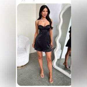 BERSHKA black satin mini Dress